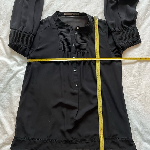 Zara Basic Mandarin Collar Long Sleeve Black Sheer Blouse (L) - Picture 6 of 8